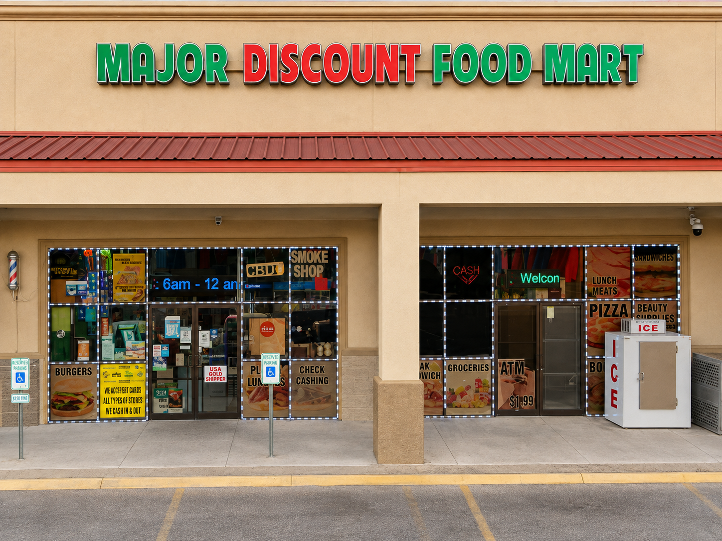 The Major Discount Food Mart storefront in Baton Rouge, Louisiana